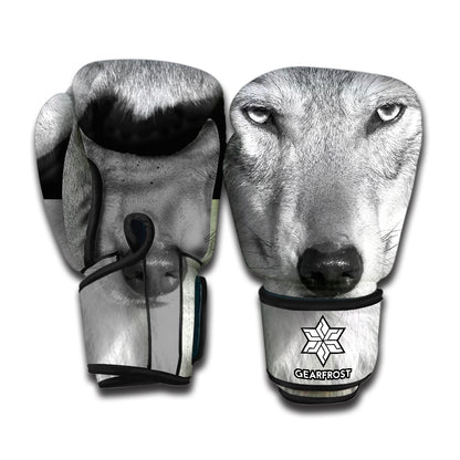 Monochrome Wolf Print Boxing Gloves