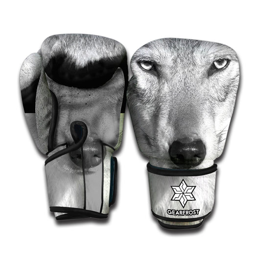 Monochrome Wolf Print Boxing Gloves