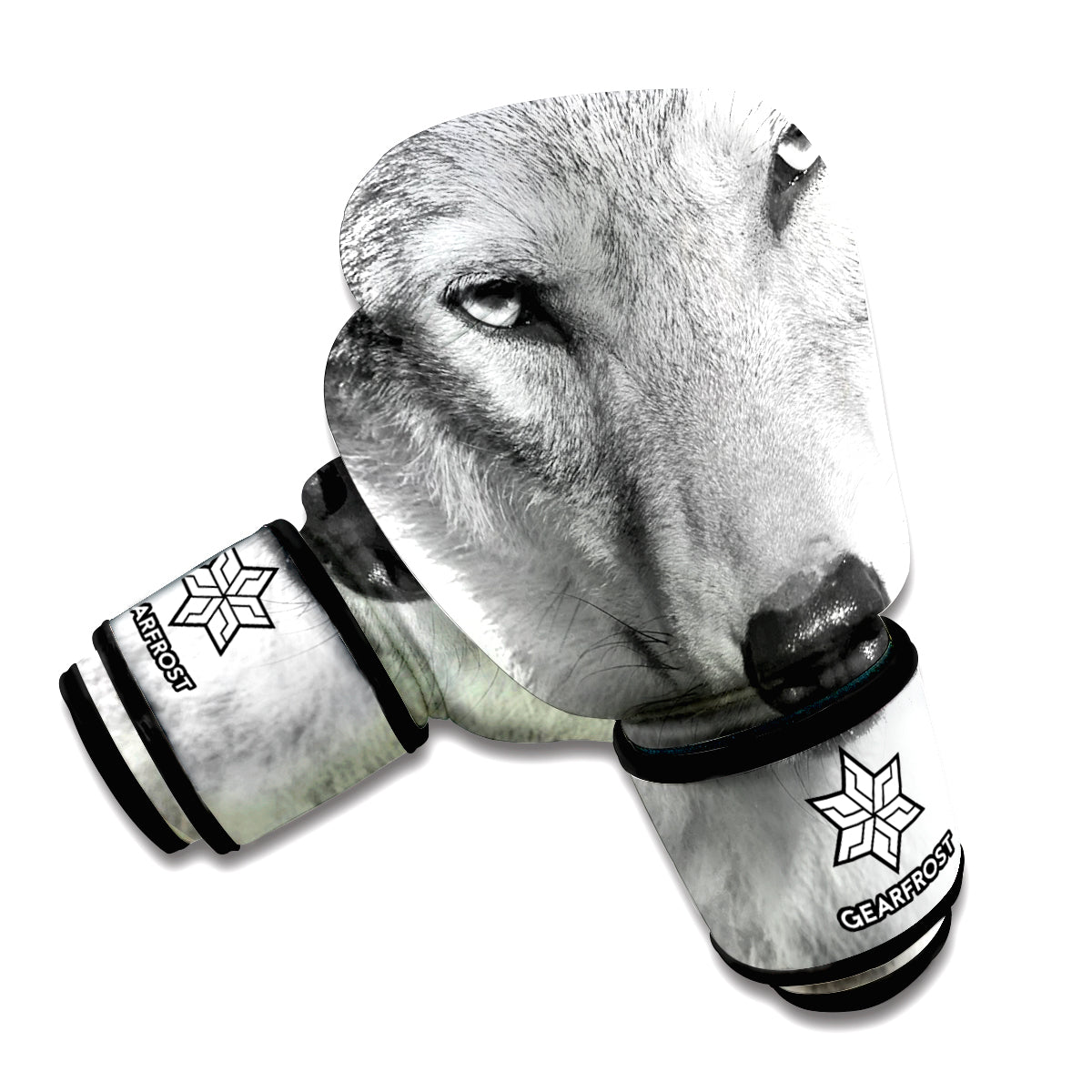 Monochrome Wolf Print Boxing Gloves