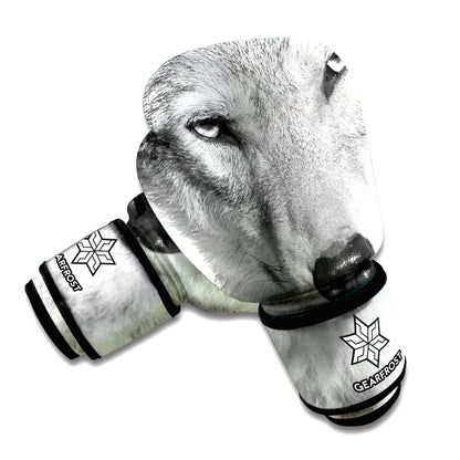 Monochrome Wolf Print Boxing Gloves