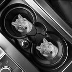 Monochrome Wolf Print Car Coasters