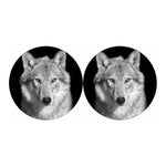 Monochrome Wolf Print Car Coasters