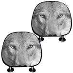 Monochrome Wolf Print Car Headrest Covers