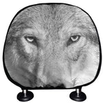 Monochrome Wolf Print Car Headrest Covers