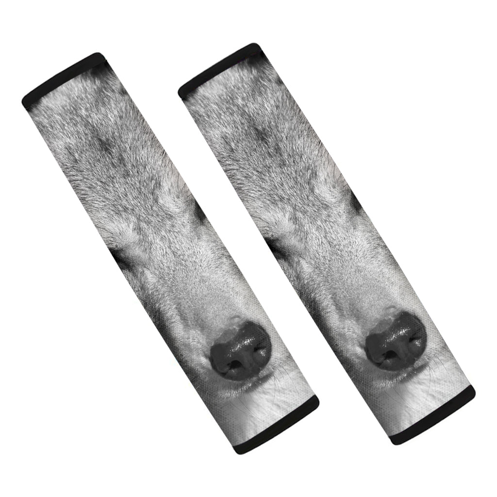 Monochrome Wolf Print Car Seat Belt Covers