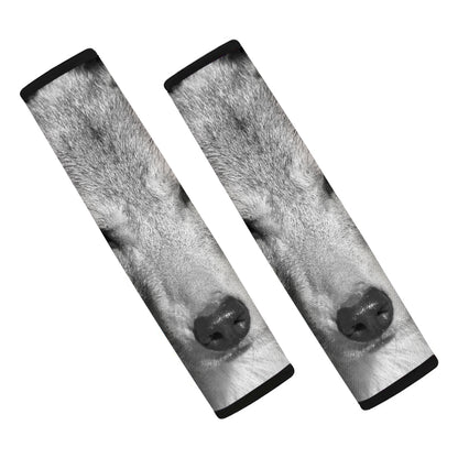 Monochrome Wolf Print Car Seat Belt Covers