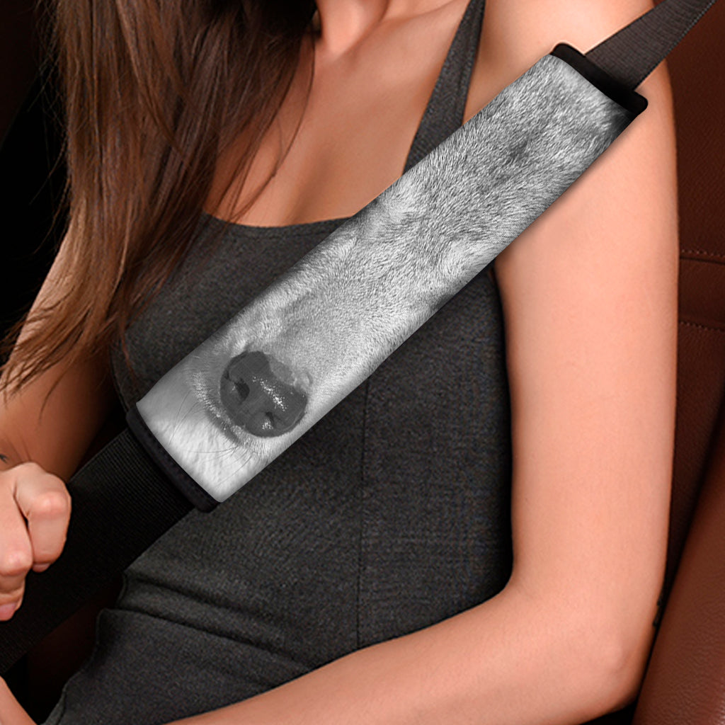 Monochrome Wolf Print Car Seat Belt Covers