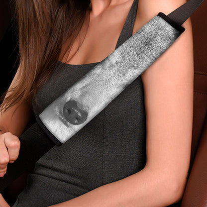 Monochrome Wolf Print Car Seat Belt Covers