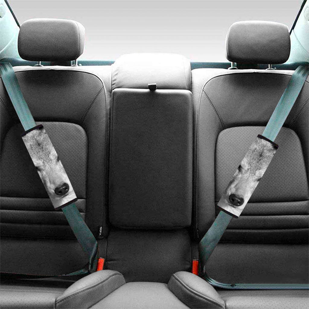 Monochrome Wolf Print Car Seat Belt Covers