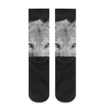Monochrome Wolf Print Crew Socks