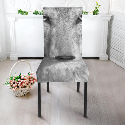 Monochrome Wolf Print Dining Chair Slipcover