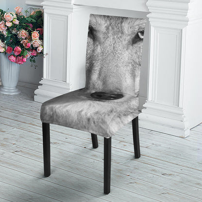 Monochrome Wolf Print Dining Chair Slipcover