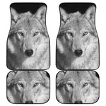Monochrome Wolf Print Front and Back Car Floor Mats