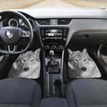 Monochrome Wolf Print Front and Back Car Floor Mats