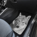 Monochrome Wolf Print Front and Back Car Floor Mats