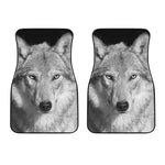 Monochrome Wolf Print Front Car Floor Mats