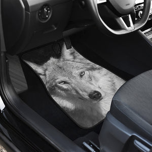 Monochrome Wolf Print Front Car Floor Mats