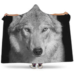 Monochrome Wolf Print Hooded Blanket