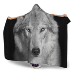 Monochrome Wolf Print Hooded Blanket