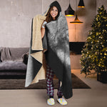 Monochrome Wolf Print Hooded Blanket