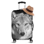 Monochrome Wolf Print Luggage Cover