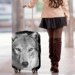 Monochrome Wolf Print Luggage Cover