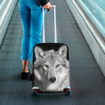 Monochrome Wolf Print Luggage Cover