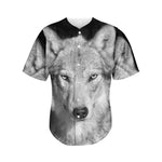 Monochrome Wolf Print Men's Baseball Jersey