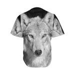Monochrome Wolf Print Men's Baseball Jersey