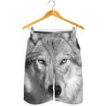 Monochrome Wolf Print Men's Shorts