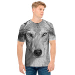 Monochrome Wolf Print Men's T-Shirt
