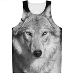 Monochrome Wolf Print Men's Tank Top