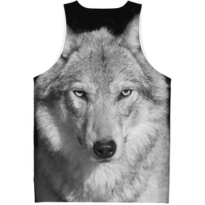 Monochrome Wolf Print Men's Tank Top