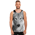 Monochrome Wolf Print Men's Tank Top