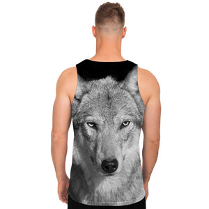 Monochrome Wolf Print Men's Tank Top