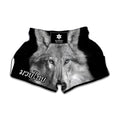 Monochrome Wolf Print Muay Thai Boxing Shorts
