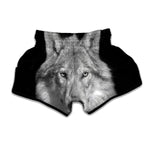 Monochrome Wolf Print Muay Thai Boxing Shorts