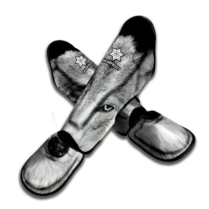 Monochrome Wolf Print Muay Thai Shin Guard