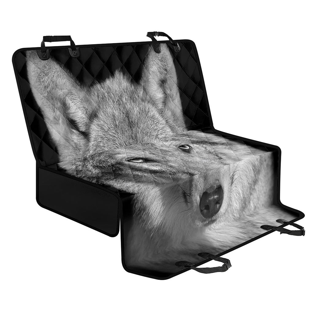 Monochrome Wolf Print Pet Car Back Seat Cover