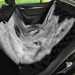 Monochrome Wolf Print Pet Car Back Seat Cover