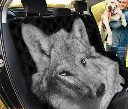 Monochrome Wolf Print Pet Car Back Seat Cover