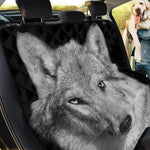 Monochrome Wolf Print Pet Car Back Seat Cover