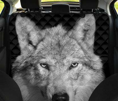 Monochrome Wolf Print Pet Car Back Seat Cover
