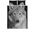 Monochrome Wolf Print Quilt Bed Set