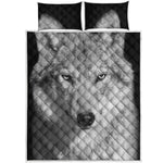 Monochrome Wolf Print Quilt Bed Set
