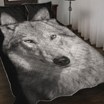 Monochrome Wolf Print Quilt Bed Set