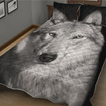 Monochrome Wolf Print Quilt Bed Set