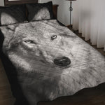Monochrome Wolf Print Quilt Bed Set