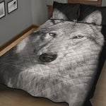 Monochrome Wolf Print Quilt Bed Set