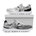 Monochrome Wolf Print White Running Shoes